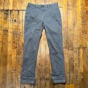 14th & Union Chino Pants Men's 30x30 Gray Slim Fit Flat Front Slash Pockets